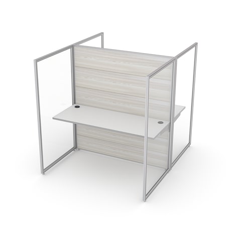 Sapslim Cubicle Collection 3'x5' 2-Person Call Center Cubicle Workstation w/ white work top, 65H panels in Sea Salt CY-SLM_CC06-3x5x65H